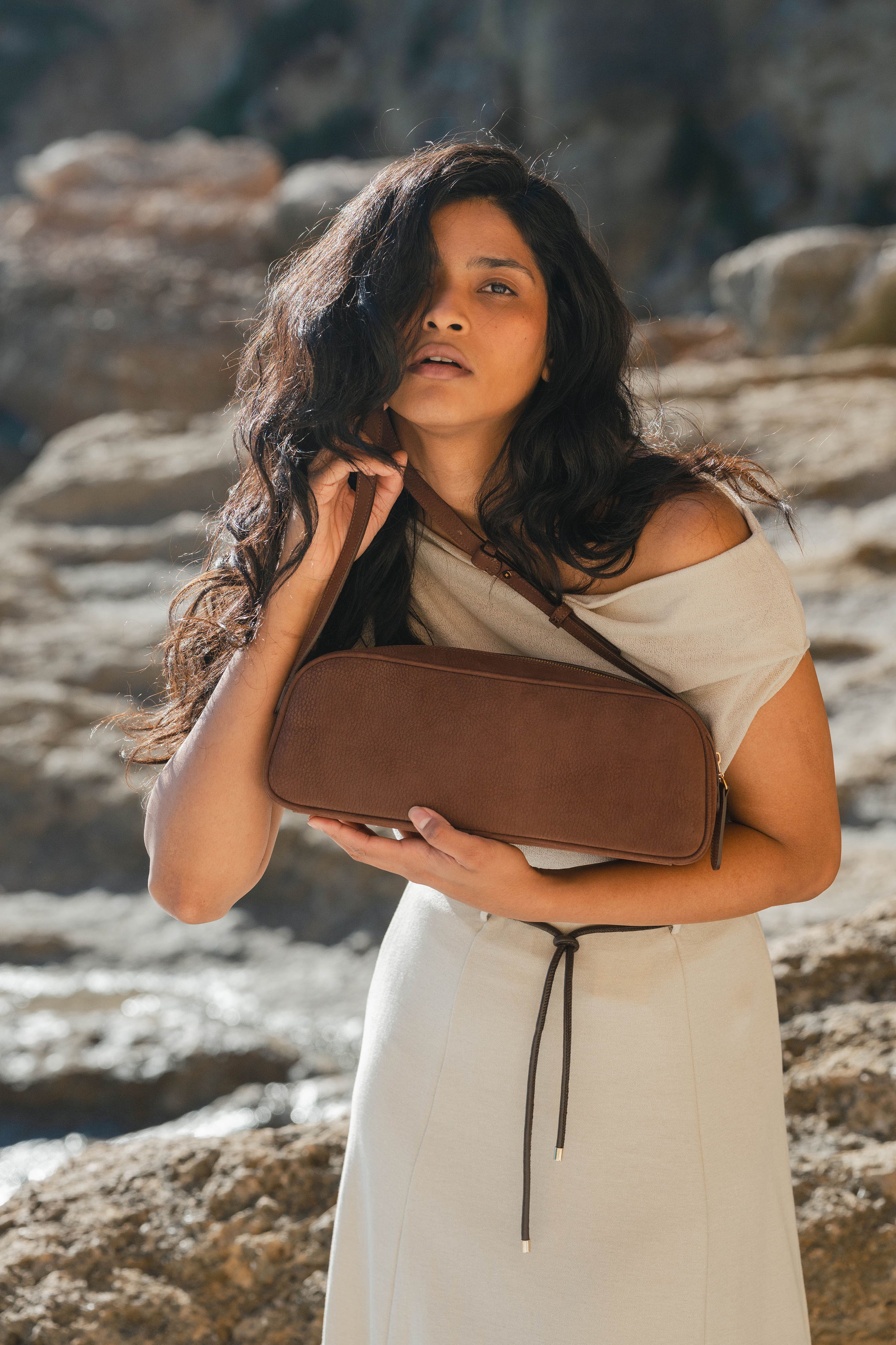 STELLA EAST-WEST BAG NUBUCK